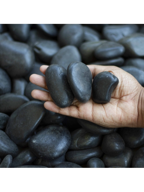 Non - Polished Black Pebble Stone (A)