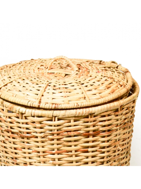 Wicker Hamper For Laundry - Cylindrical Shaped