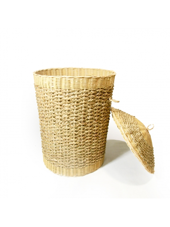 Wicker Hamper For Laundry - Cylindrical